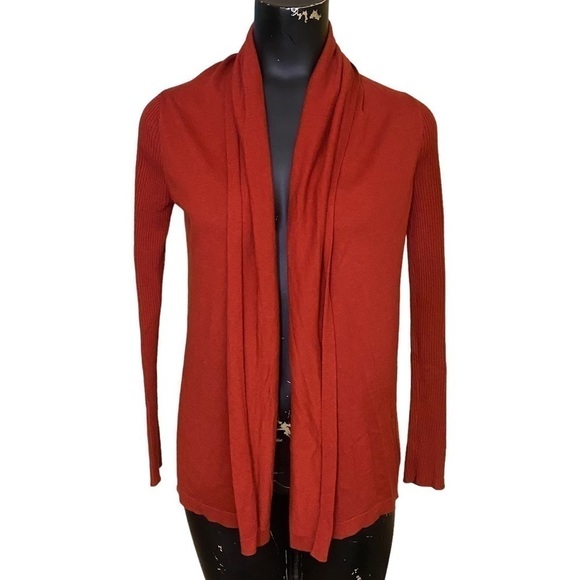 LOFT Amber Orange Open Front Cardigan Sweater - Picture 1 of 6